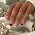 Rhinestone French Tip Bow Press-On Nails — product view 2
