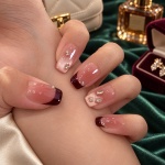Rhinestone French Tip Bow Press-On Nails — product view 4