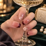 Rhinestone French Tip Bow Press-On Nails — product view 5