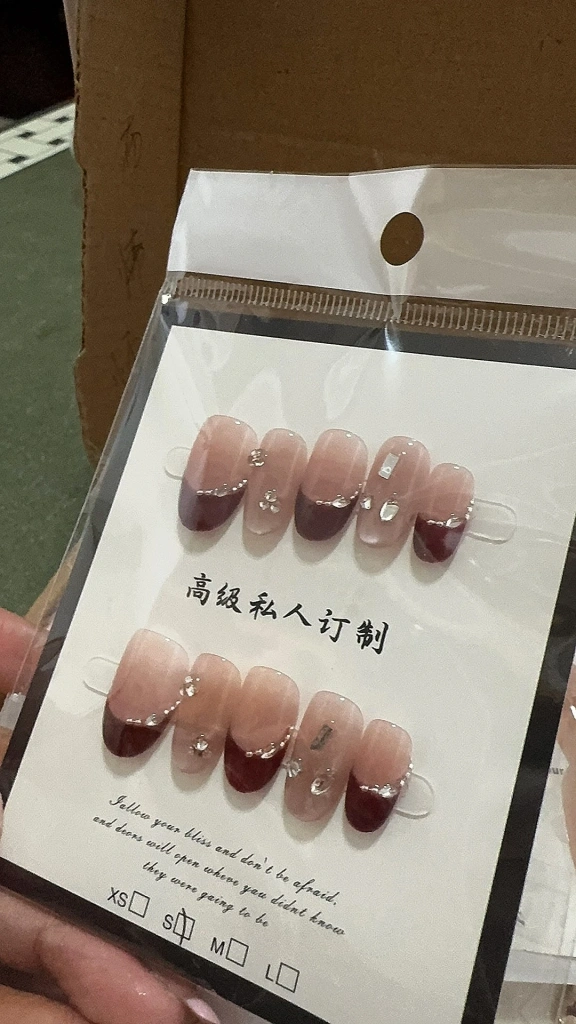 Rhinestone French Tip Bow Press-On Nails — customer review photo