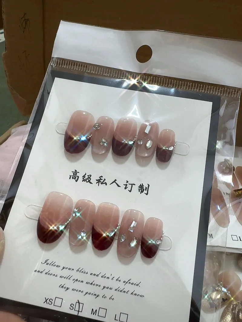 Rhinestone French Tip Bow Press-On Nails — customer review photo