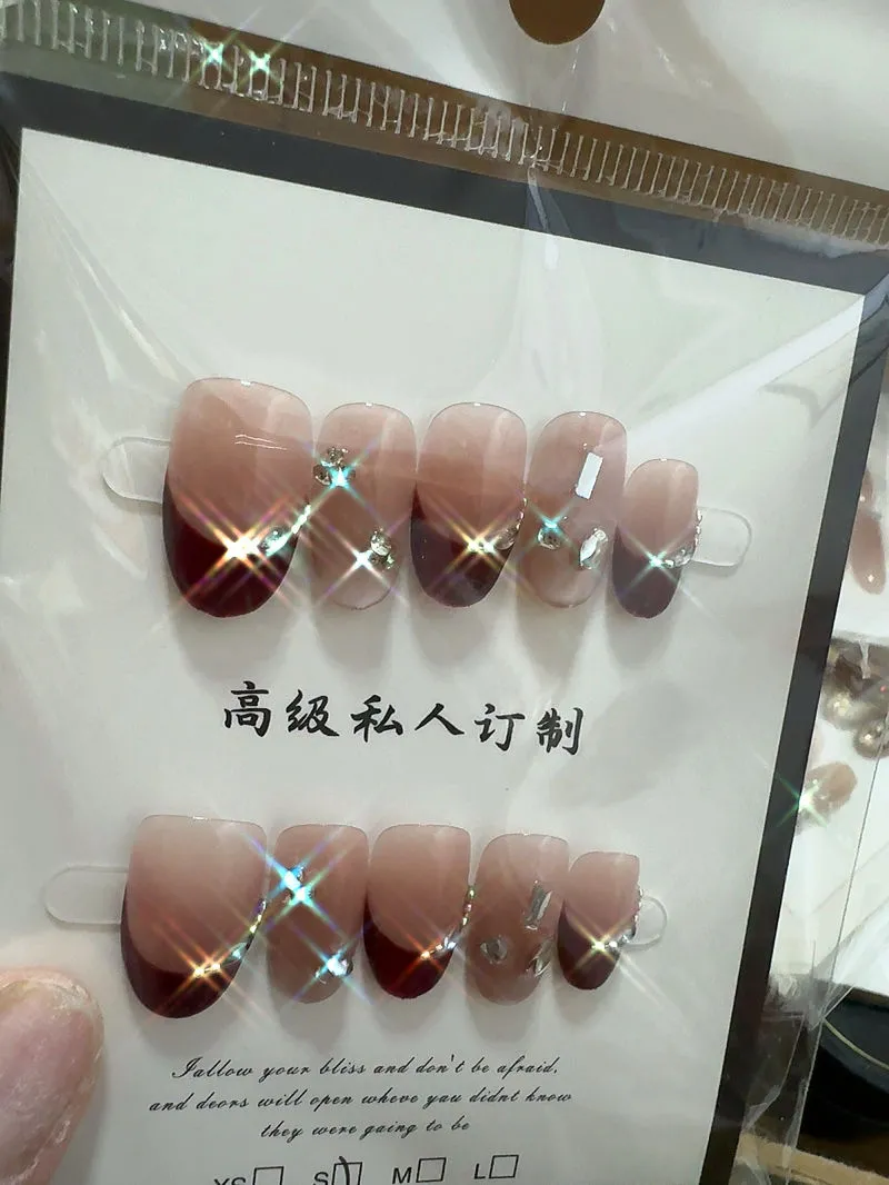 Rhinestone French Tip Bow Press-On Nails — customer review photo