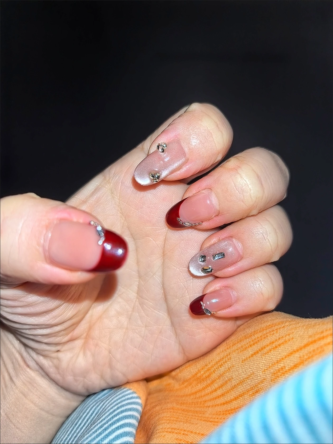 Rhinestone French Tip Bow Press-On Nails — customer review photo