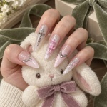Rhinestone French Tip Cross Press-On Nails — product view 3