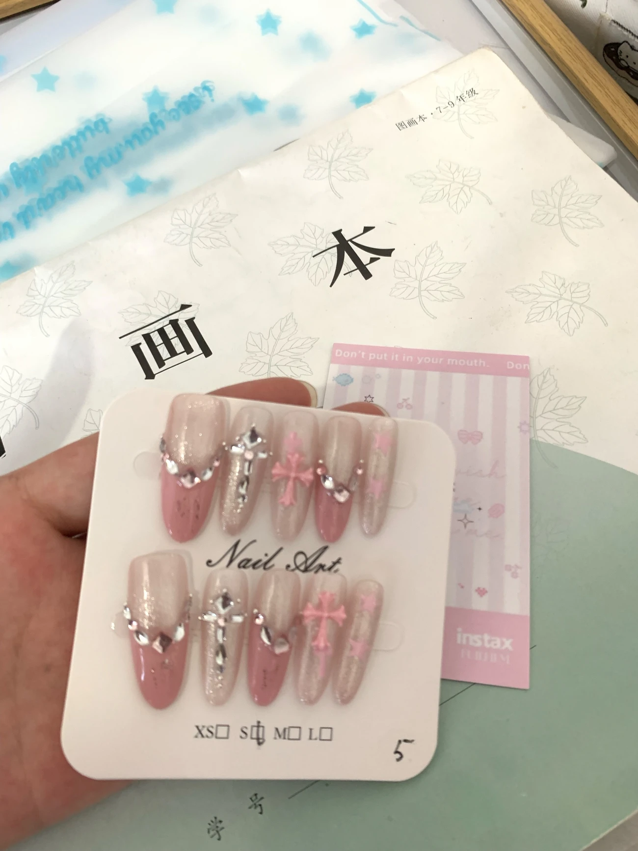 Rhinestone French Tip Cross Press-On Nails — customer review photo