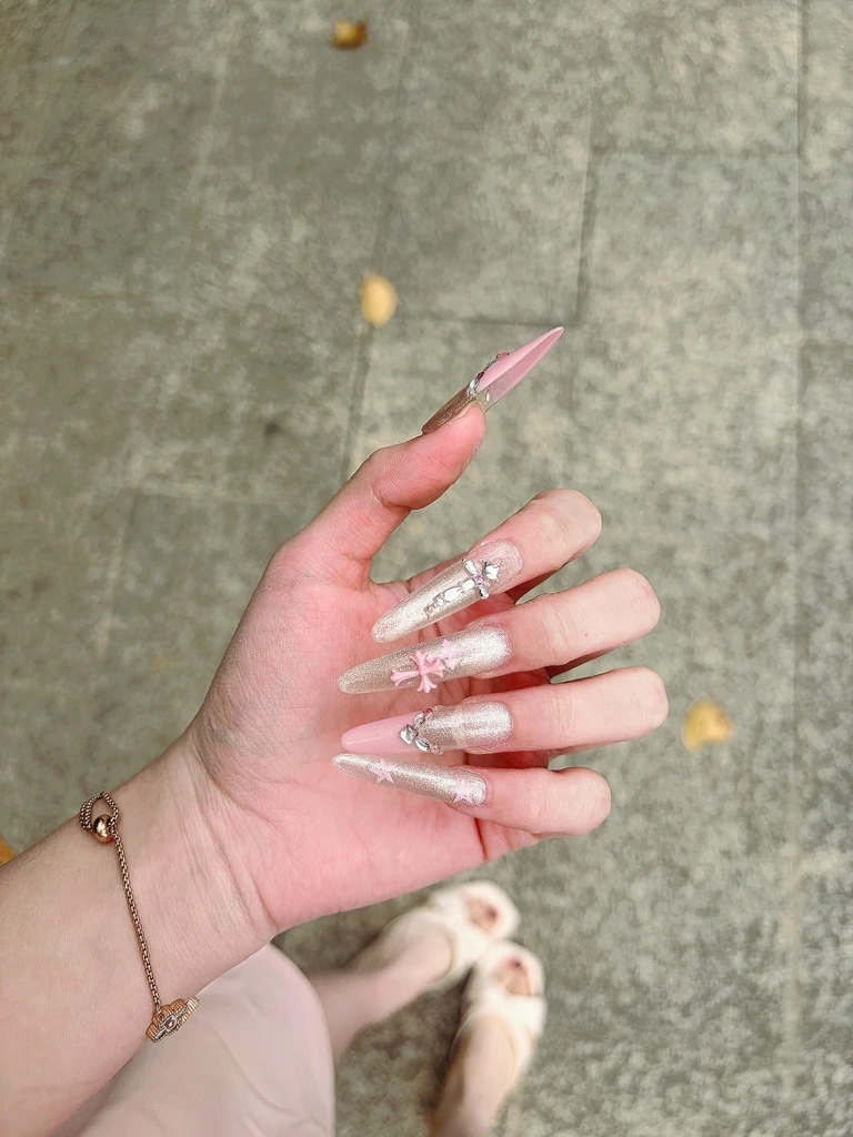 Rhinestone French Tip Cross Press-On Nails — customer review photo