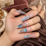 Rhinestone French Tip Iridescent Press-On Nails — product view 4