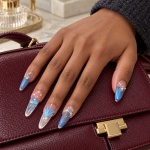 Rhinestone French Tip Iridescent Press-On Nails — product view 5
