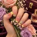 Rhinestone French Tip Medium Press-On Nails — product view 2