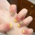 Rhinestone French Tip Medium Press-On Nails — product view 4
