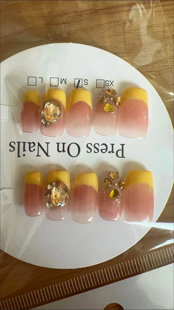 Rhinestone French Tip Medium Press-On Nails — customer review photo