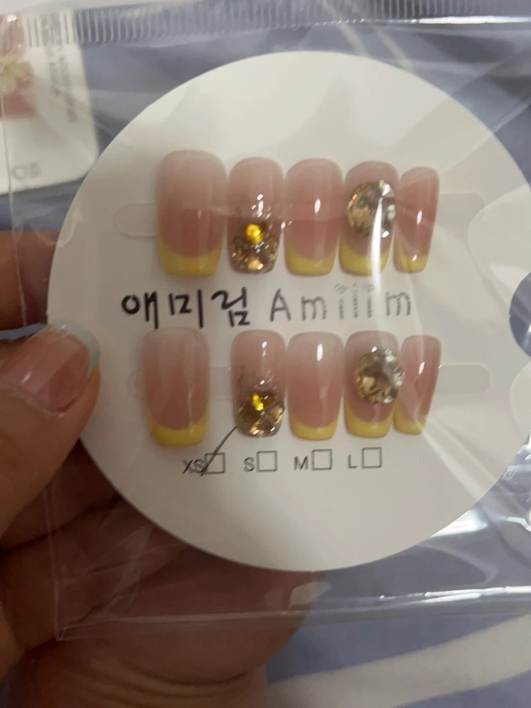 Rhinestone French Tip Medium Press-On Nails — customer review photo