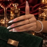 Rhinestone French Tip Pearl Press-On Nails — product view 3