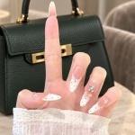 Rhinestone French Tip Polka Dot Press-On Nails — product view 1