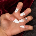 Rhinestone French Tip Polka Dot Press-On Nails — product view 3