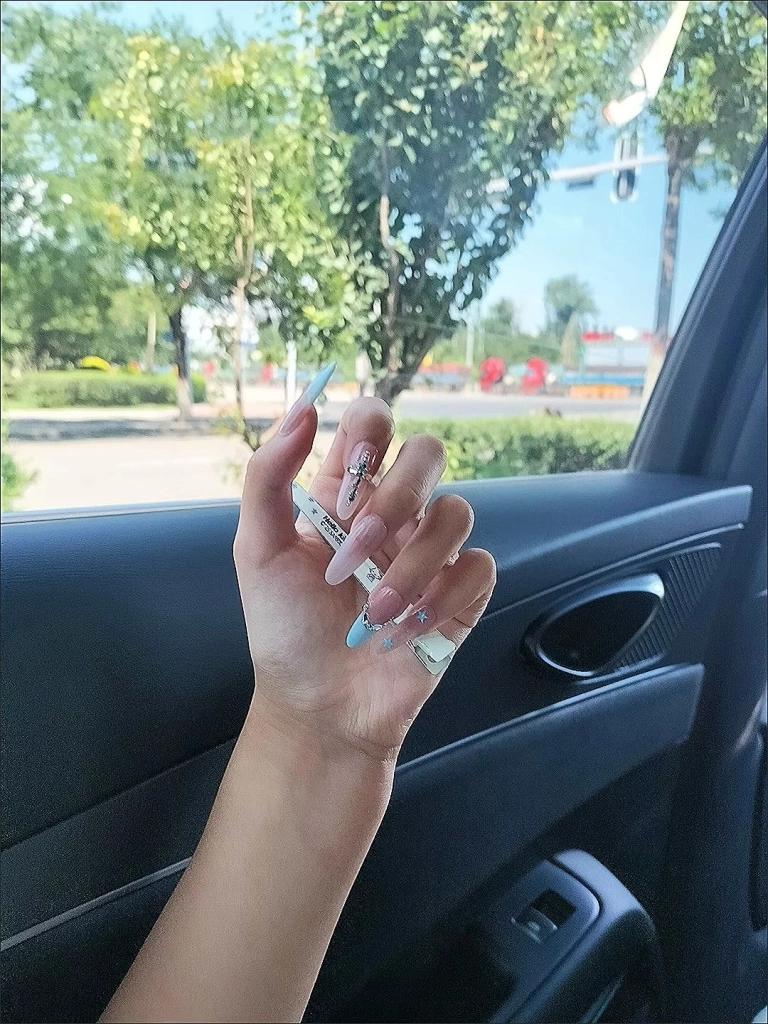Rhinestone French Tip Star Press-On Nails — customer review photo