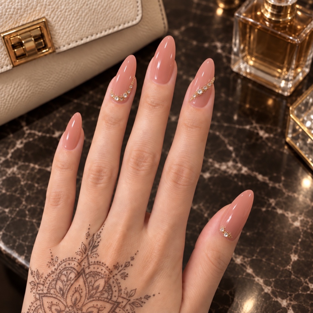 Rhinestone Glitter Short Press-On Nails — product view 2