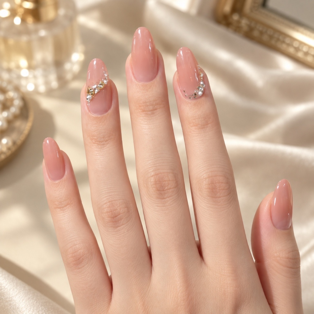 Rhinestone Glitter Short Press-On Nails — product view 3