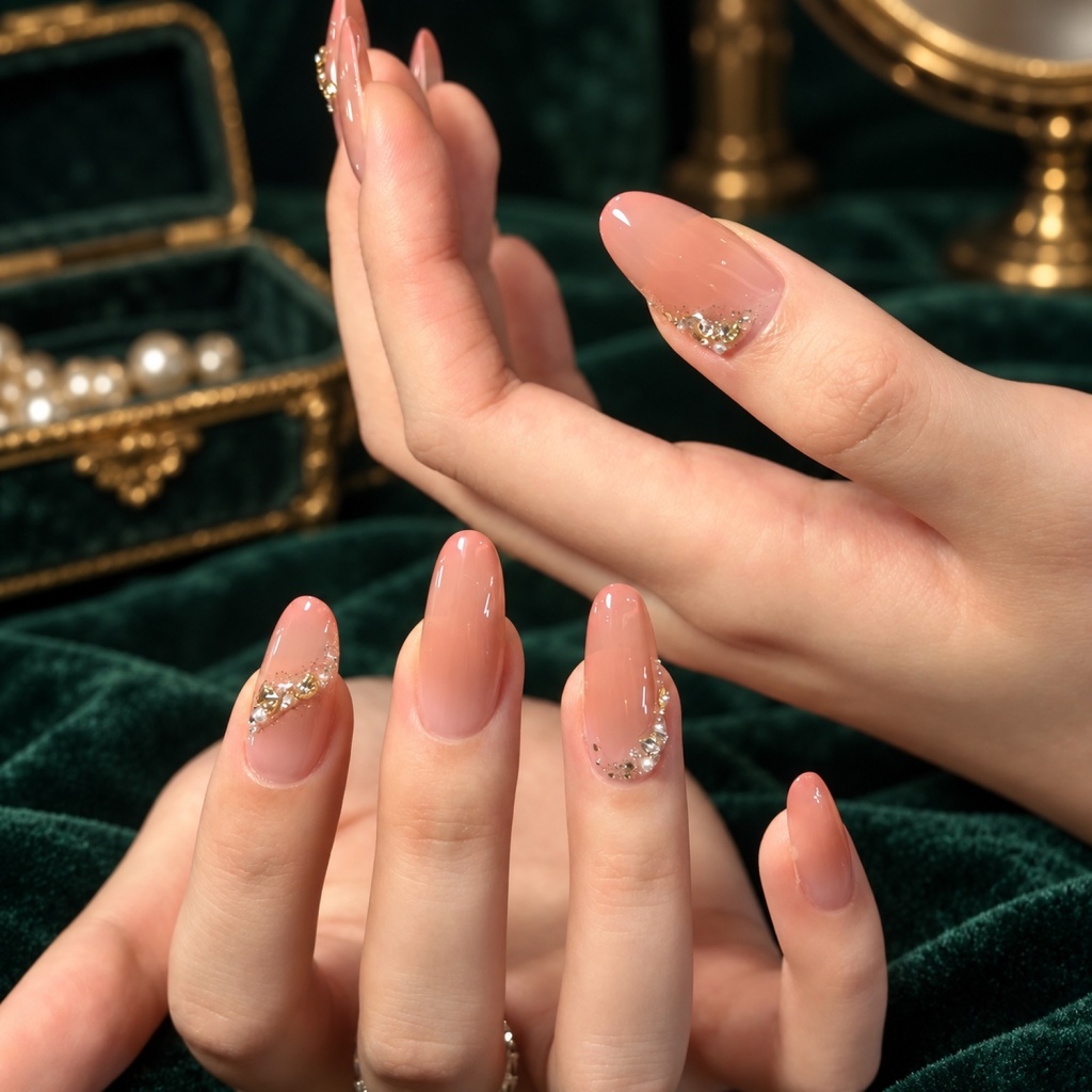 Rhinestone Glitter Short Press-On Nails — product view 4