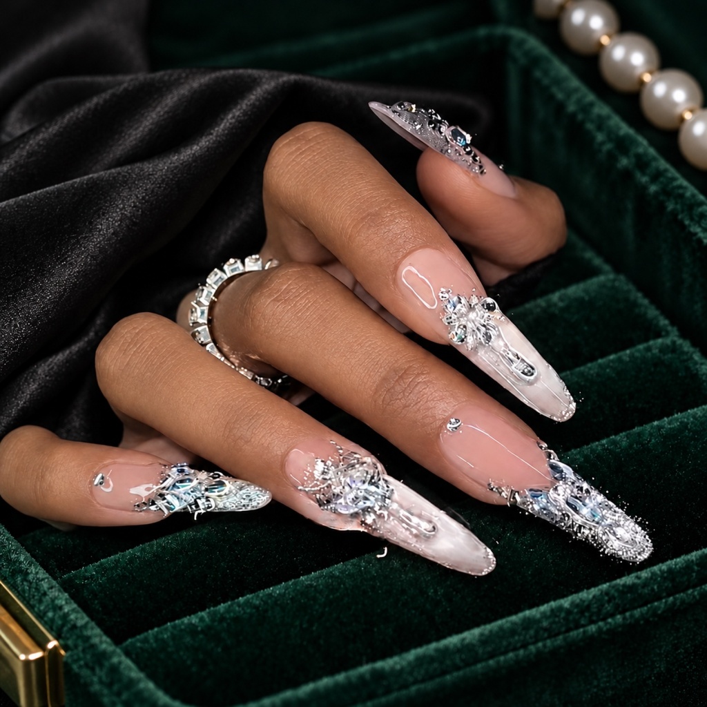 Rhinestone Glitter Stiletto Press-On Nails — product view 5