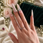 Rhinestone Heart Long Press-On Nails — product view 2