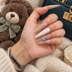 Rhinestone Heart Long Press-On Nails — product view 3