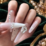 Rhinestone Heart Long Press-On Nails — product view 4
