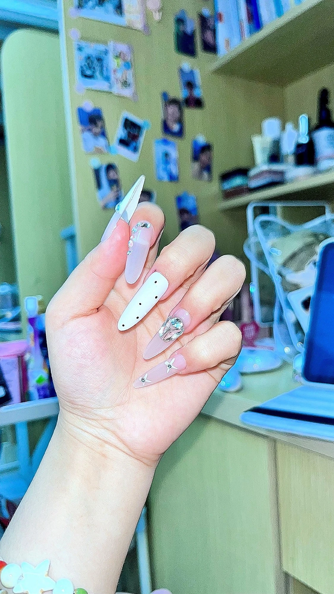 Rhinestone Heart Long Press-On Nails — customer review photo