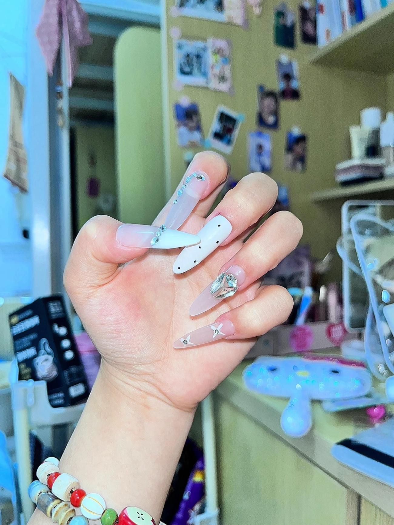 Rhinestone Heart Long Press-On Nails — customer review photo
