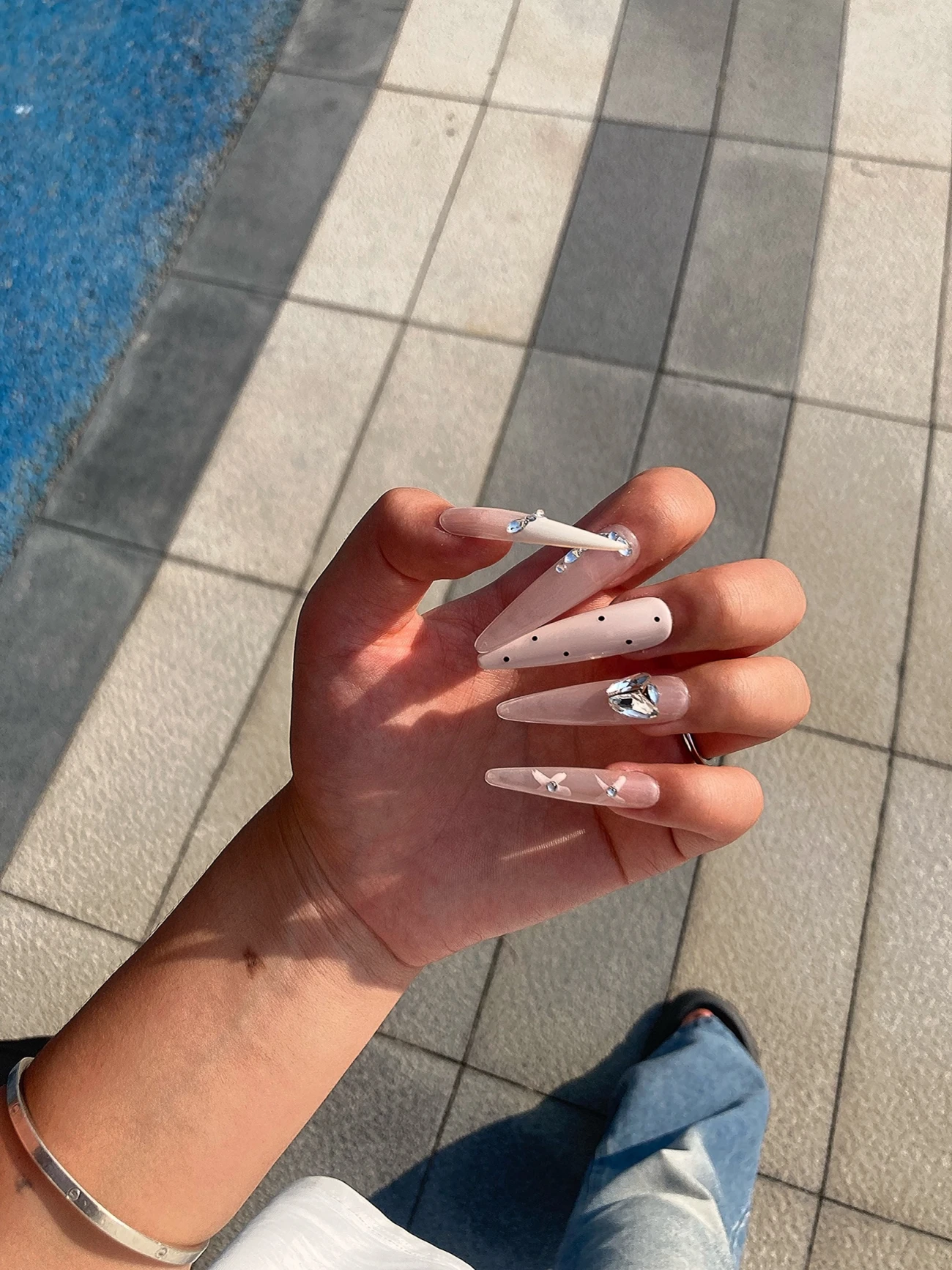 Rhinestone Heart Long Press-On Nails — customer review photo
