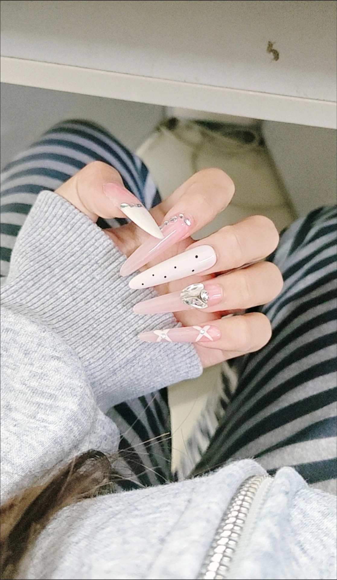 Rhinestone Heart Long Press-On Nails — customer review photo