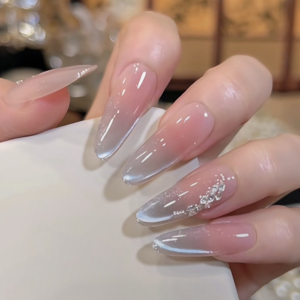 Rhinestone Ombre Oval Press-On Nails — product view 4