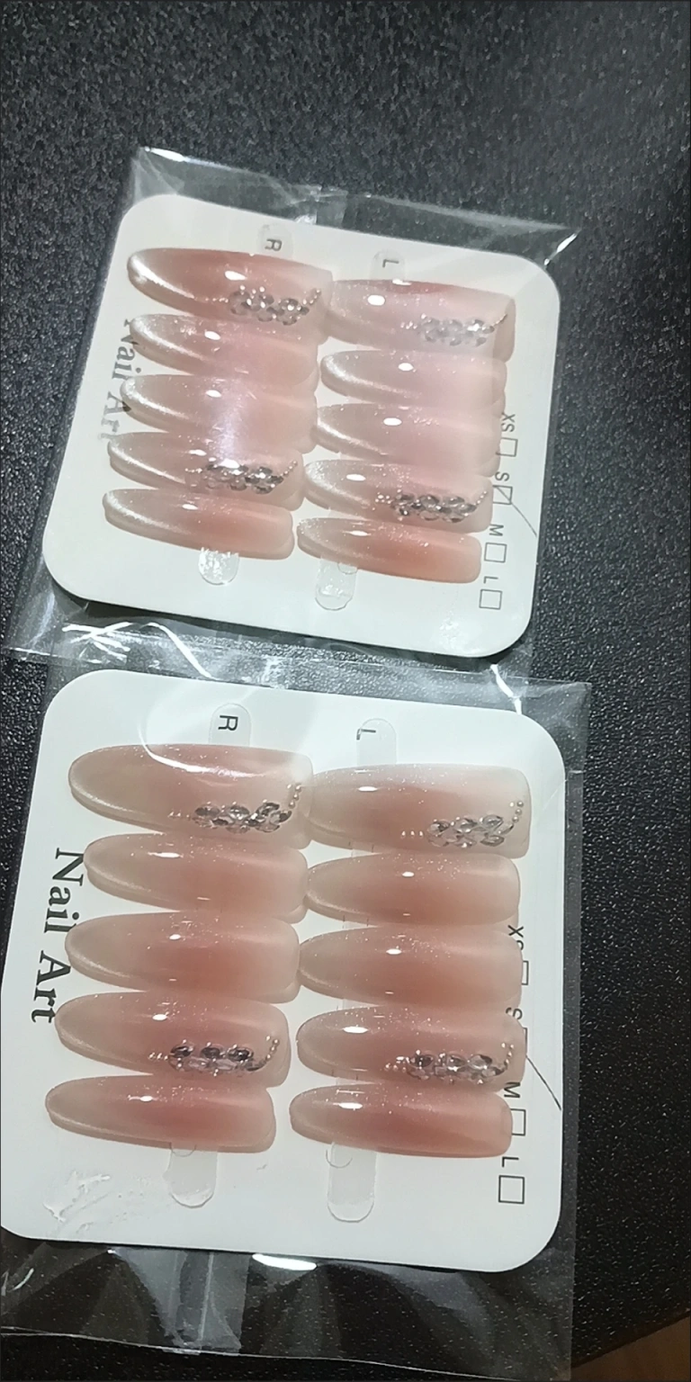 Review photo for Pink & Blue Ombre Long Oval Press-On Nails
