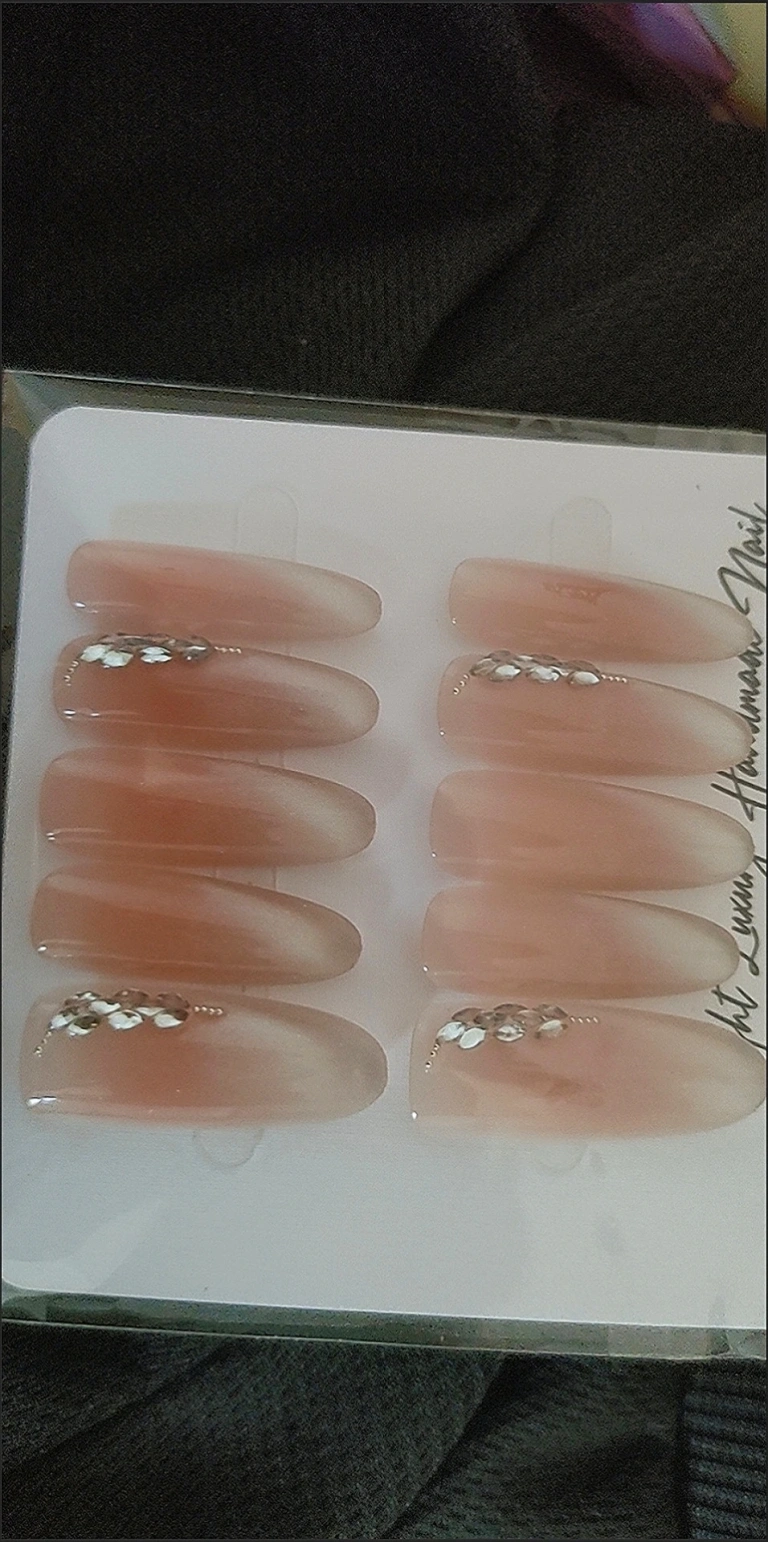 Review photo for Pink & Blue Ombre Long Oval Press-On Nails