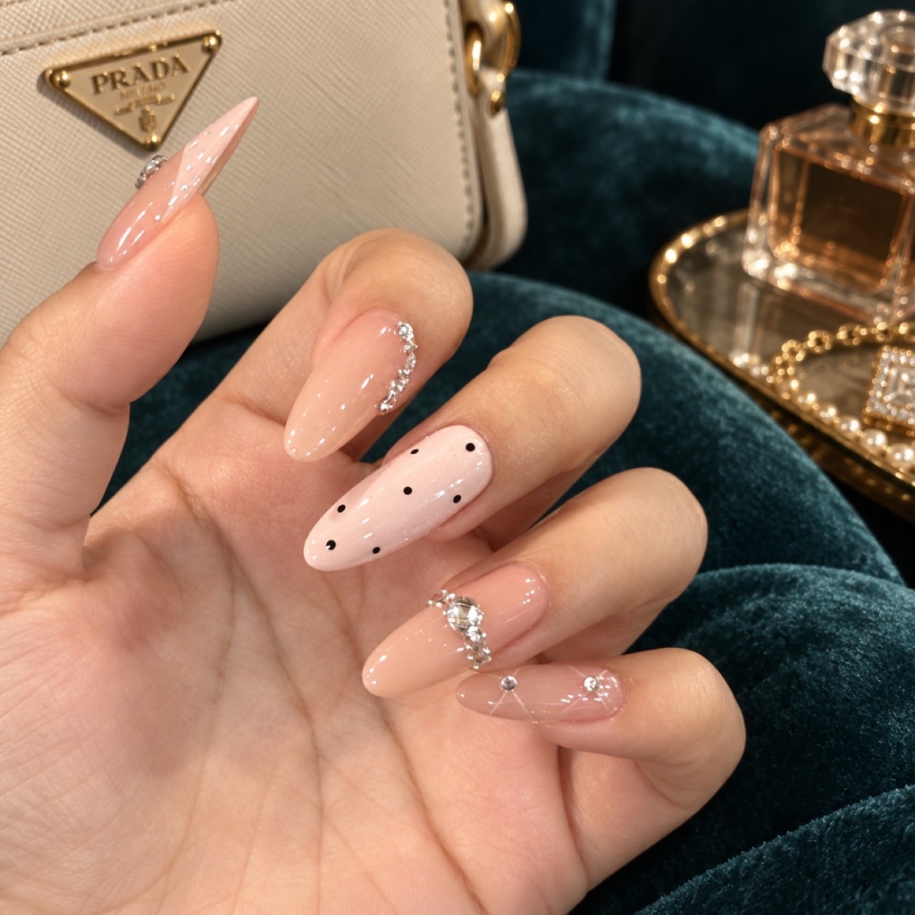 Rhinestone Polka Dot Bow Press-On Nails — product view 5