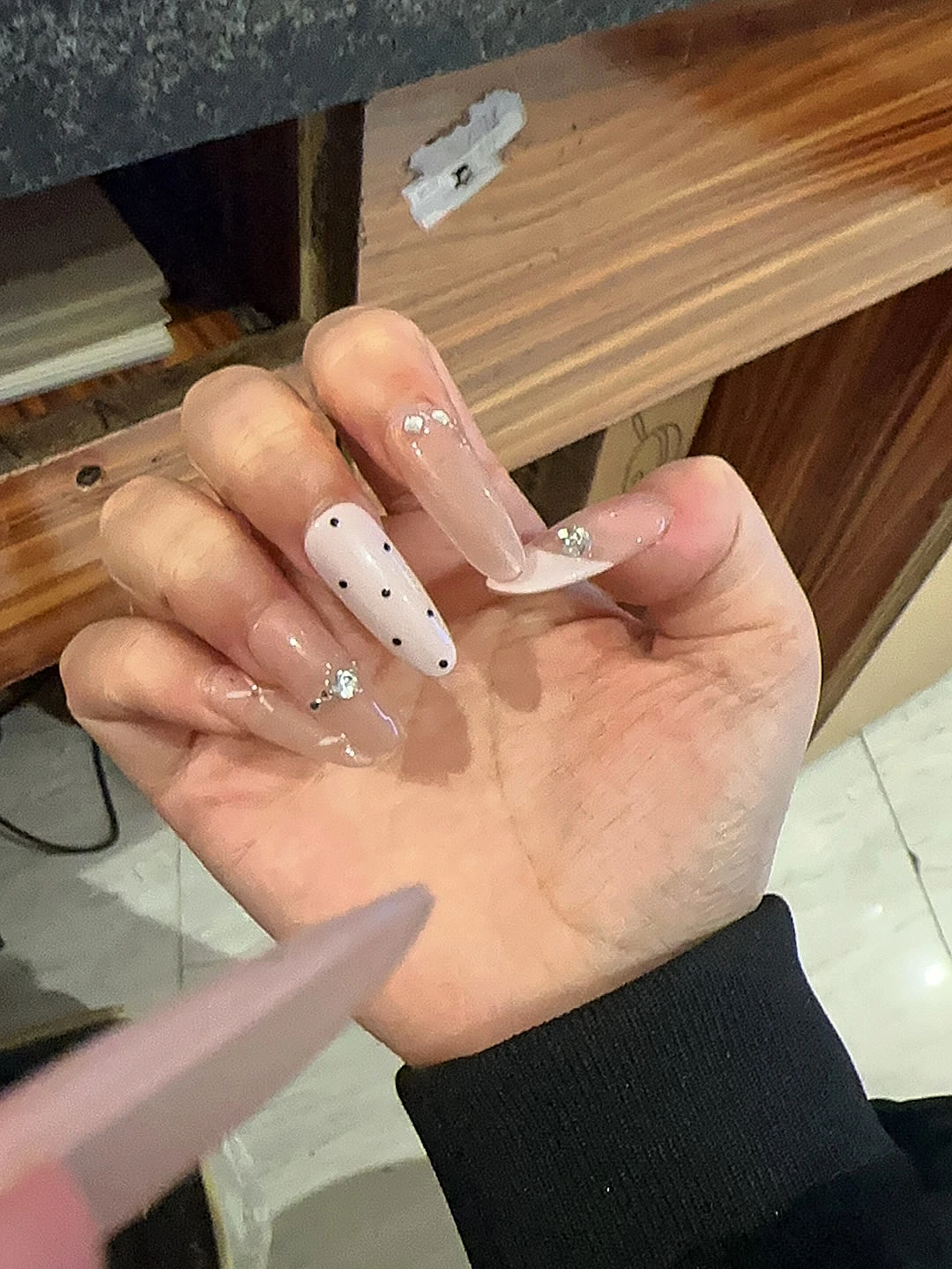Rhinestone Polka Dot Bow Press-On Nails — customer review photo