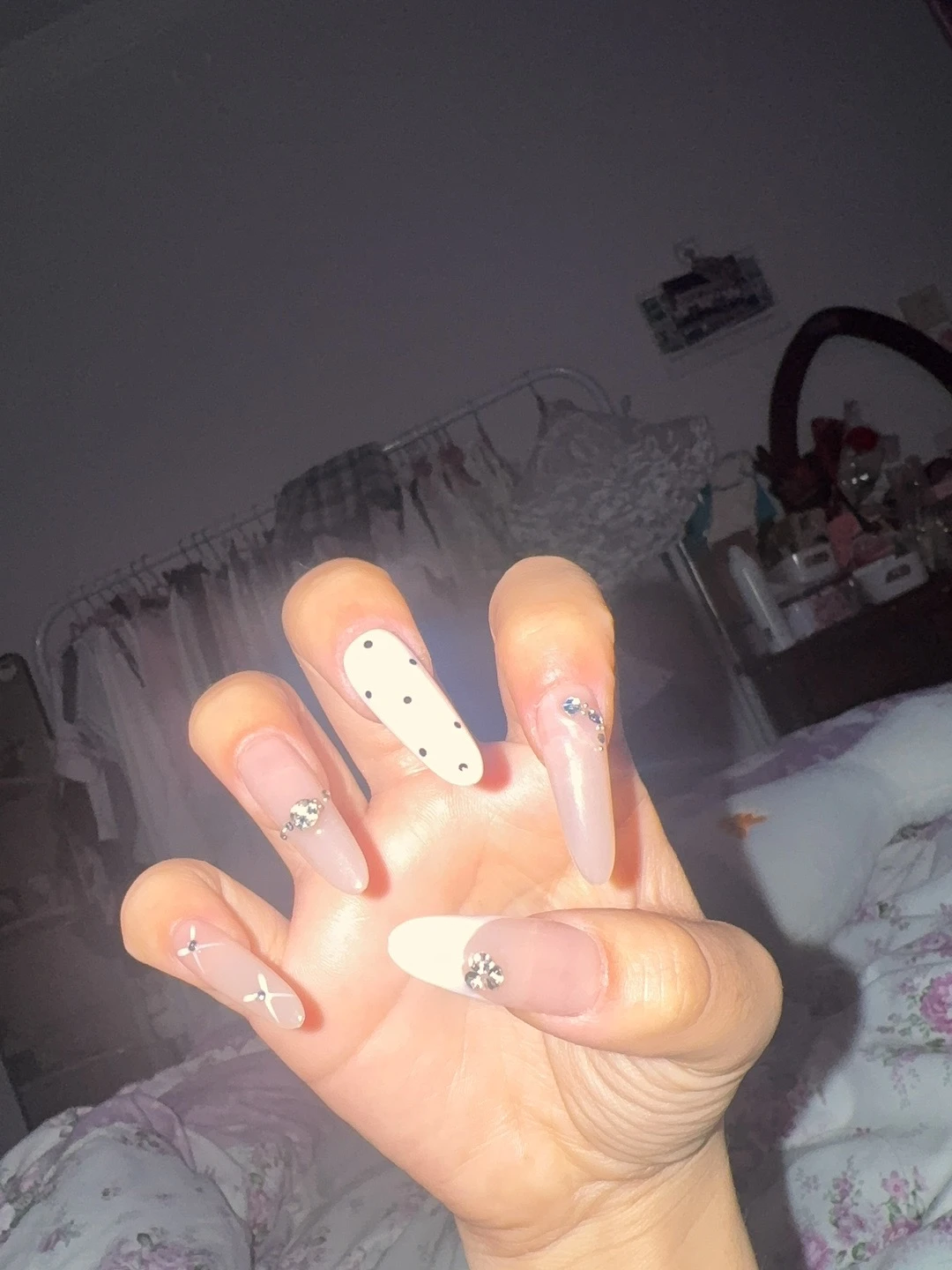 Rhinestone Polka Dot Bow Press-On Nails — customer review photo